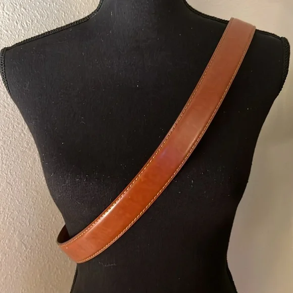 Joseph Abboud Men’s Brown Italian Leather Belt Brushed Distressed Brass Buckle - Picture 6 of 16